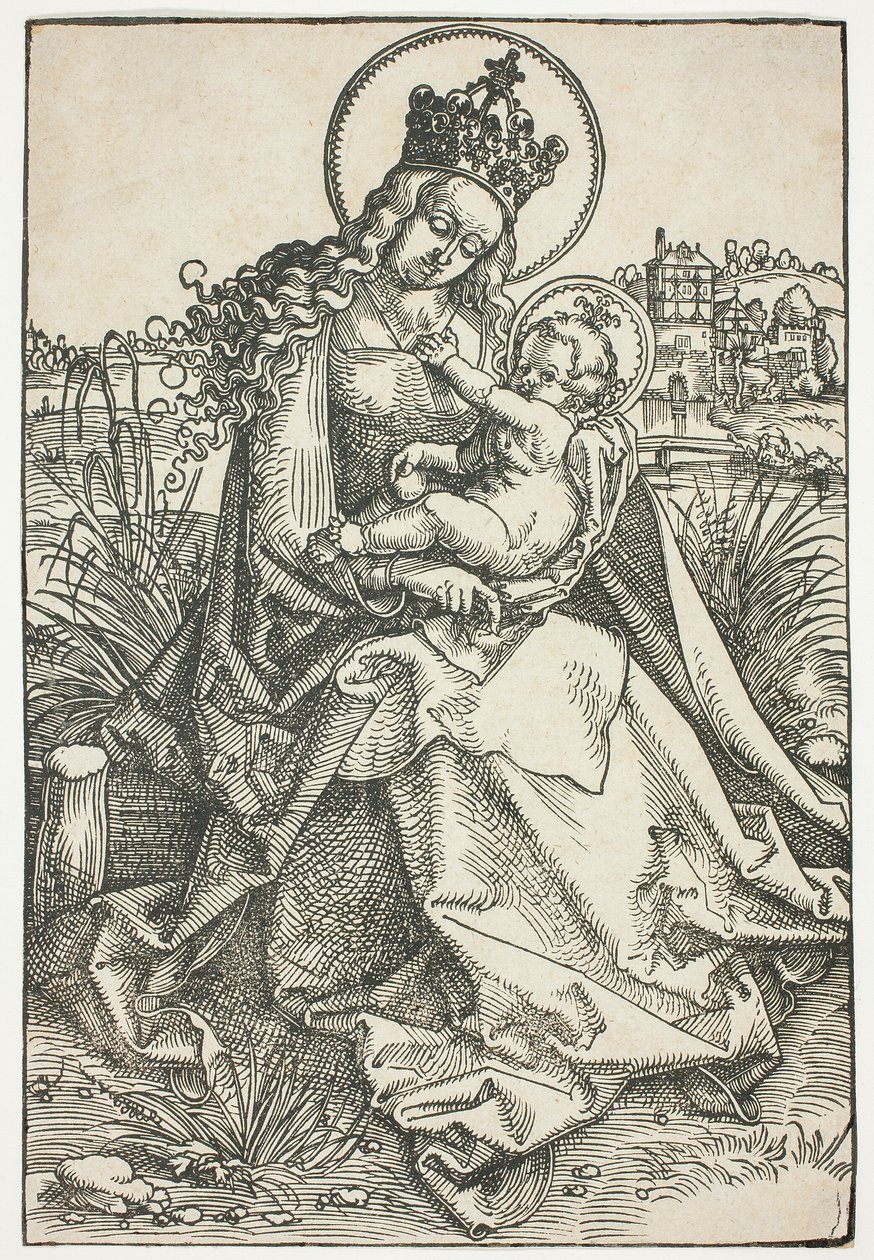 Madonna og barn på en gresskledd benk av Hans Baldung Grien