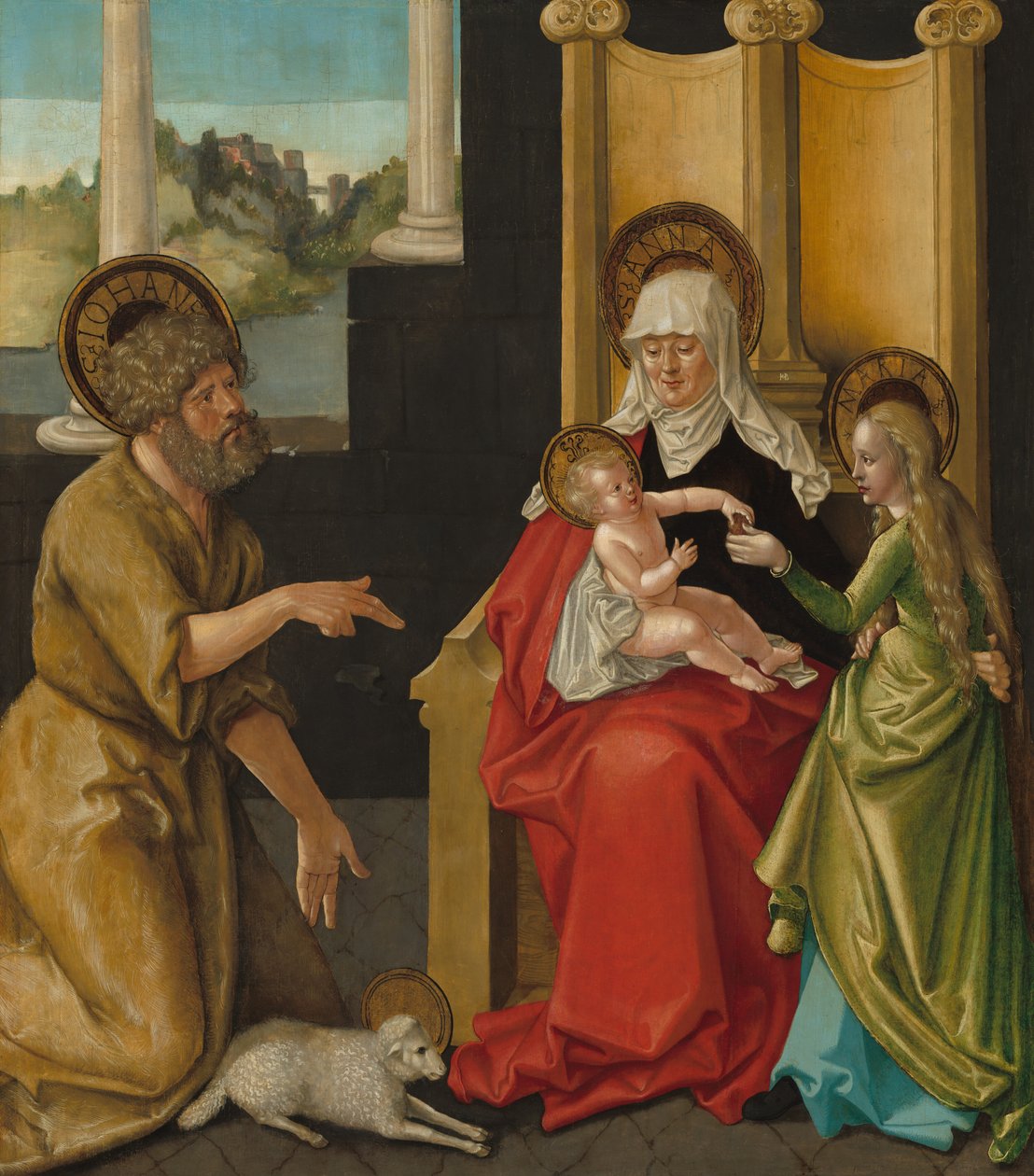 Saint Anne med Kristusbarnet, jomfruen og døperen Johannes av Hans Baldung Grien