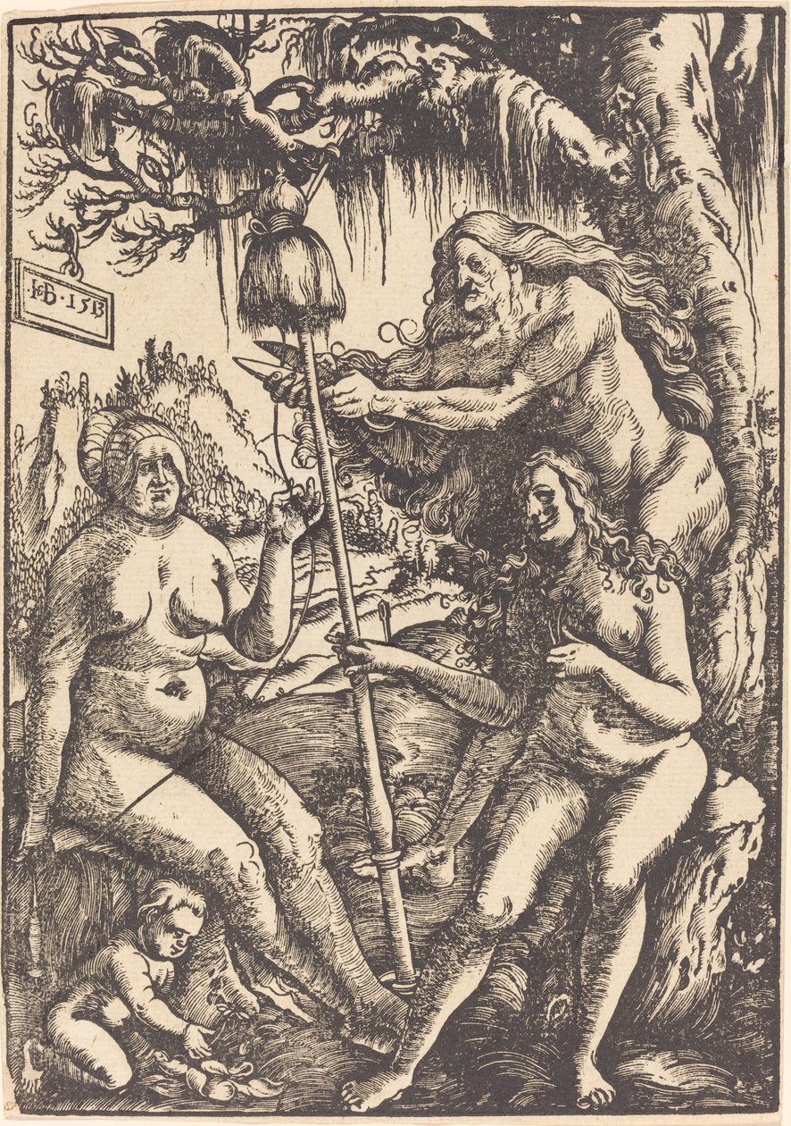 De tre skjebnene: Lachesis, Atropos og Clotho av Hans Baldung Grien