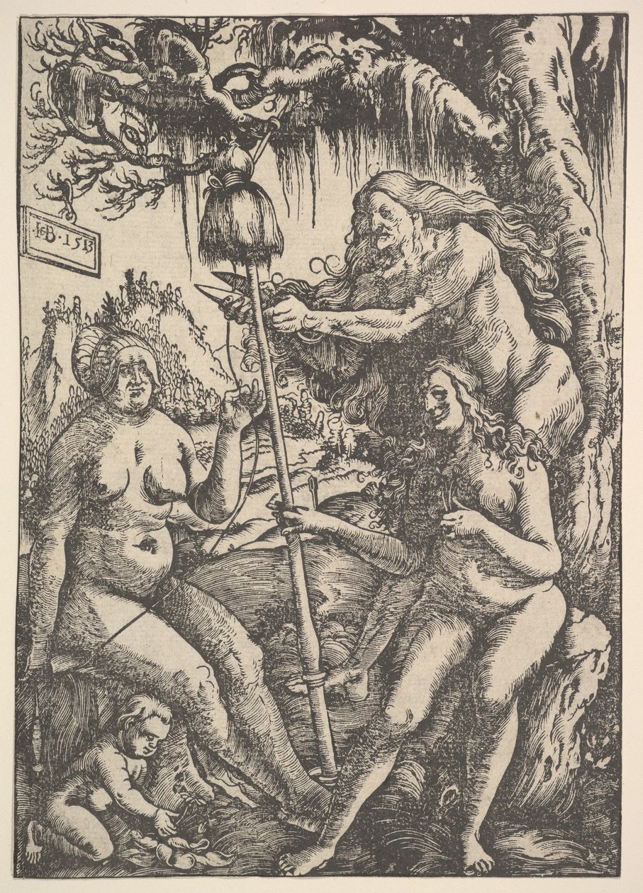 De tre skjebnene: Lachesis, Atropos og Klotho, 1513 av Hans Baldung Grien