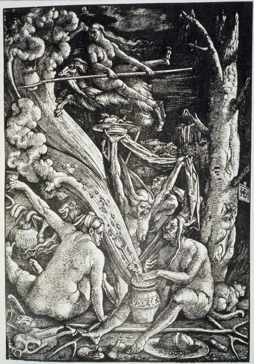 Heksene på sabbaten, etter Hans Baldung Grien, illustrert i en magihistorie publisert sent på 1800-tallet av Hans Baldung Grien