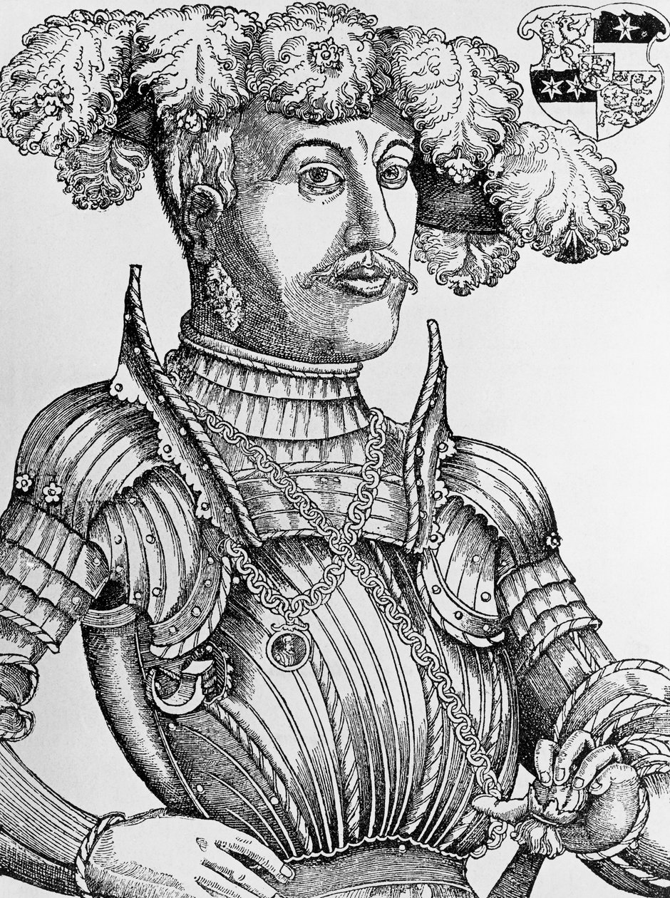 Portrett av Philip I, Landgrave of Hessen, kjent som Magnanimous (1504-1567), gravering av Hans Brosamer (1495-1554) av Hans Brosamer