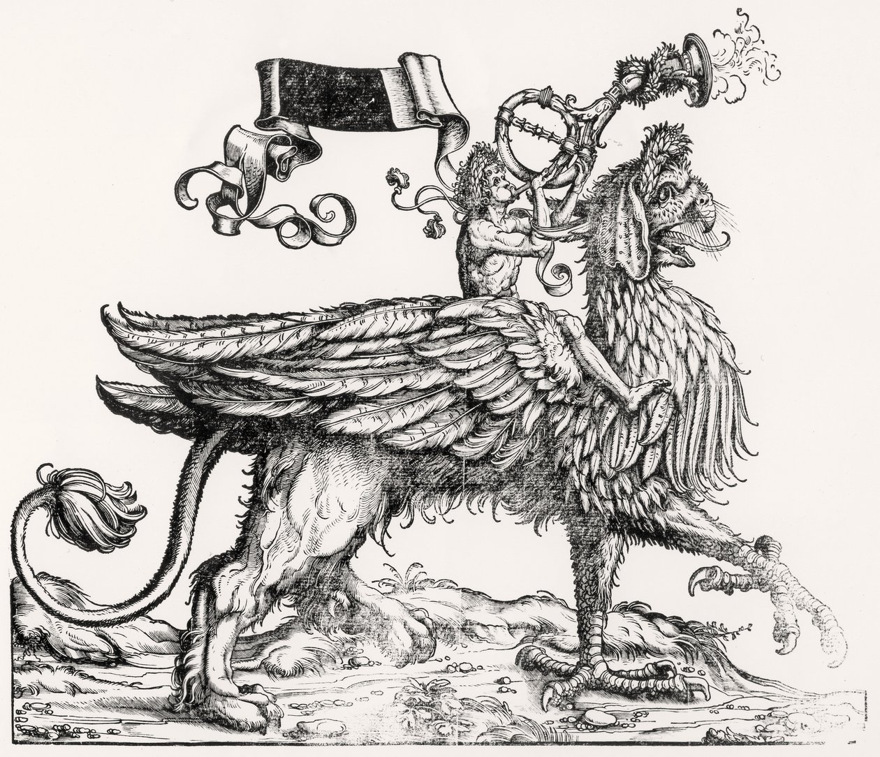 A Mounted Griffin, fra Maximilians Triumphal Procession, ca. 1516-18 av Hans Burgkmair