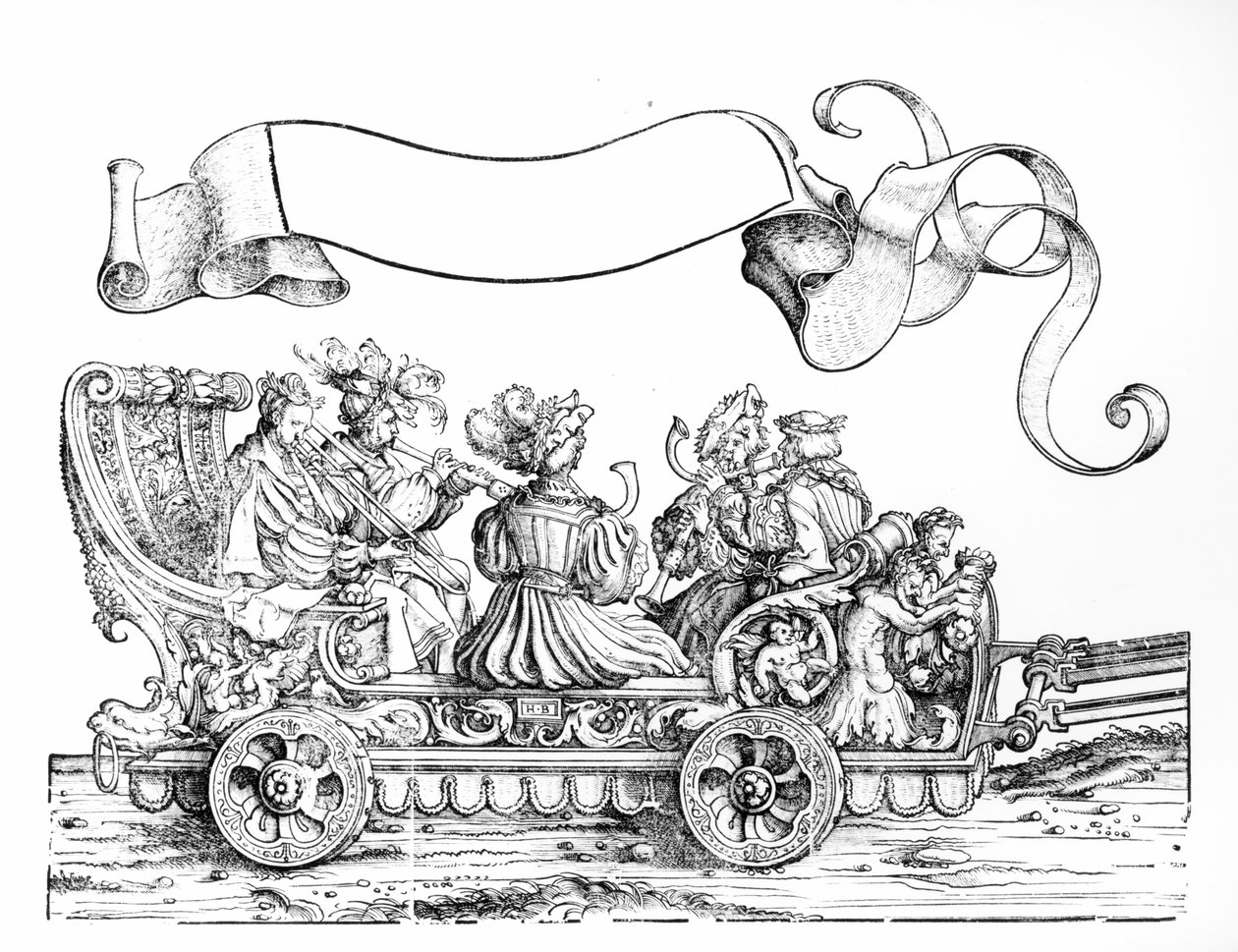 En scene fra Maximilians triumftog, ca. 1516-18 (tresnitt) (bw-foto) av Hans Burgkmair