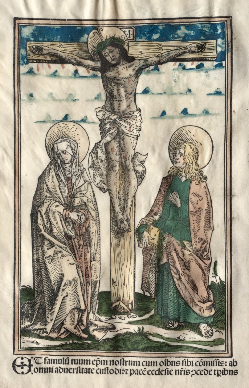 Kristus på korset mellom Maria og Johannes, 1502. av Hans Burgkmair