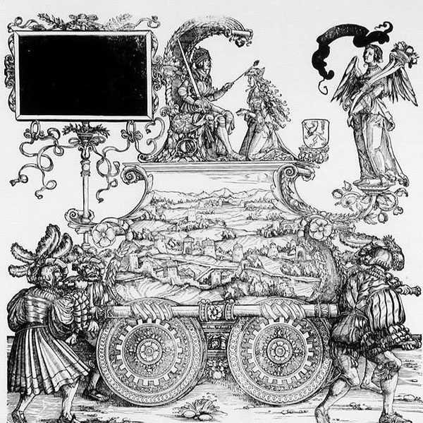Scene fra Maximilians triumftog, ca. 1516-18 (tresnitt) (s/hvitt-bilde) av Hans Burgkmair