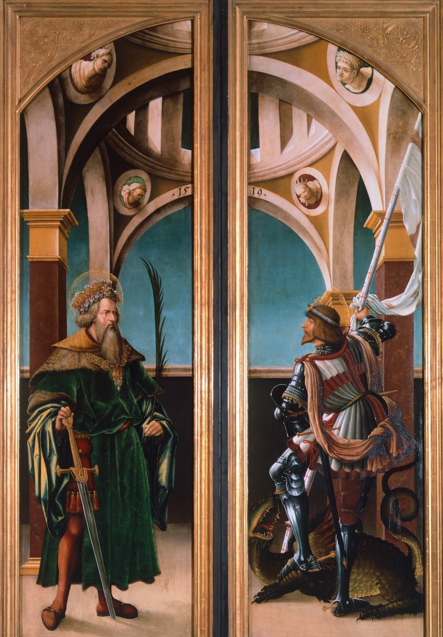 St. Sigismund og St. George, detalj fra dørene til en triptyk fra korsfestelsen av Hans Burgkmair