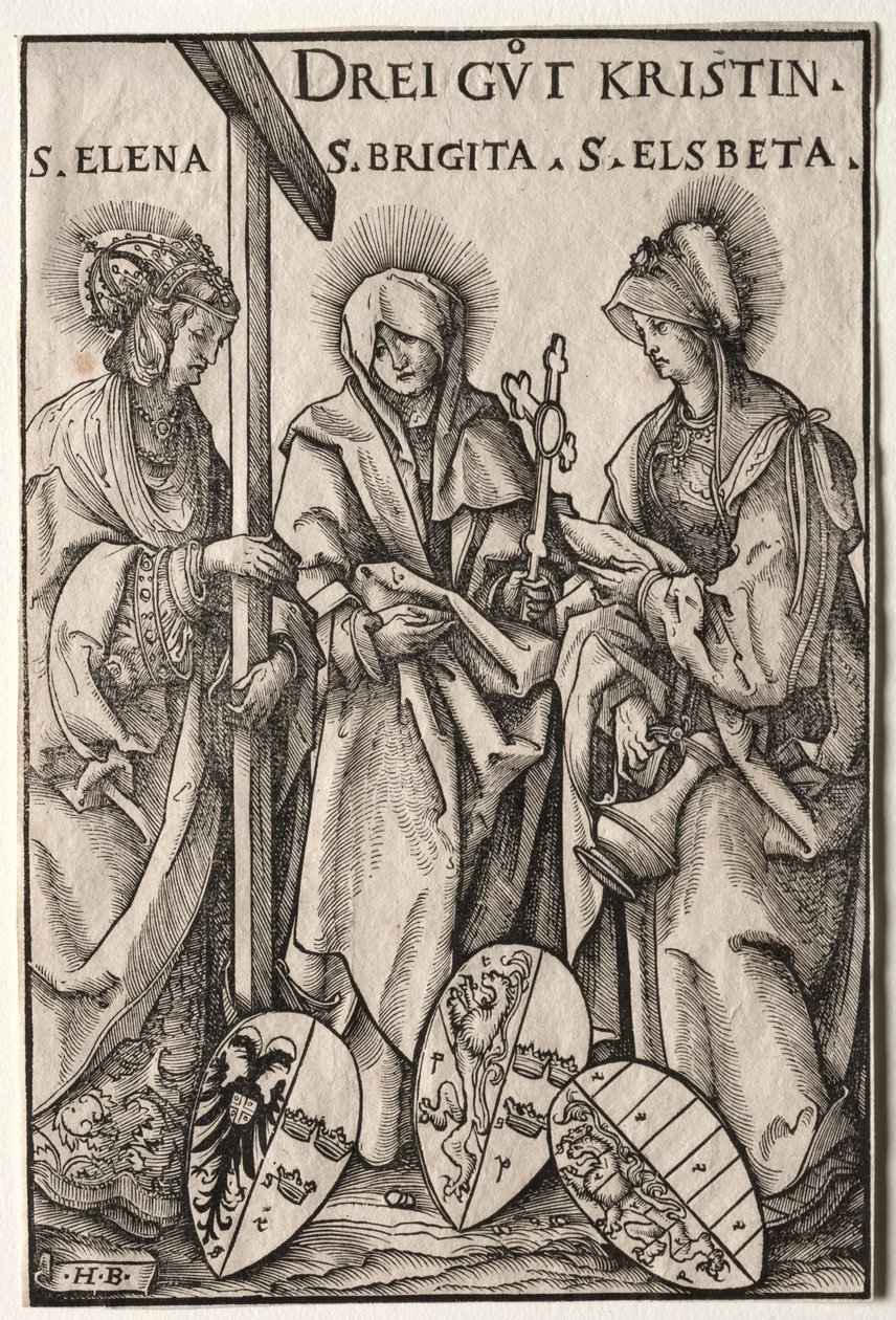 De tre kristne heltinner: Saints Helen, Bridget og Elizabeth av Hans Burgkmair