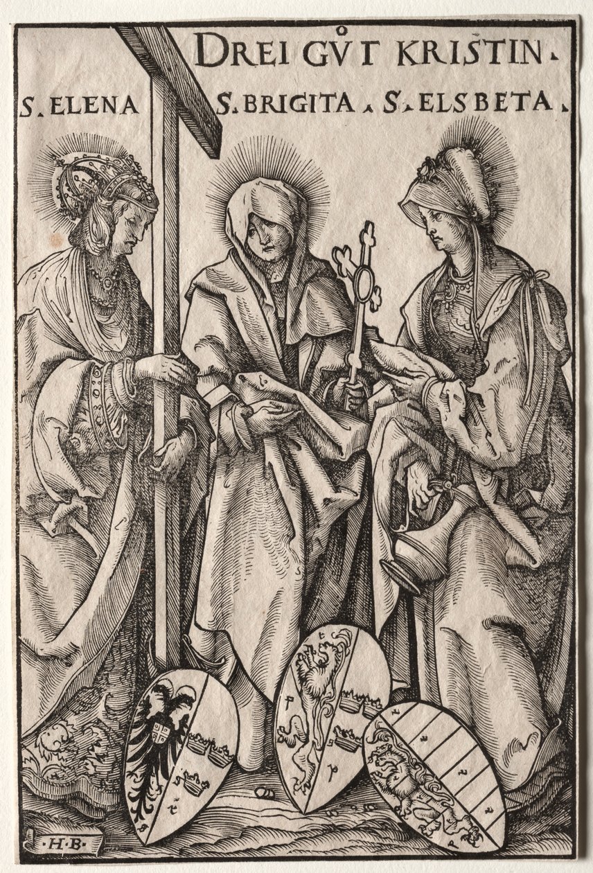 De tre kristne heltinner: Saints Helen, Bridget og Elizabeth. av Hans Burgkmair