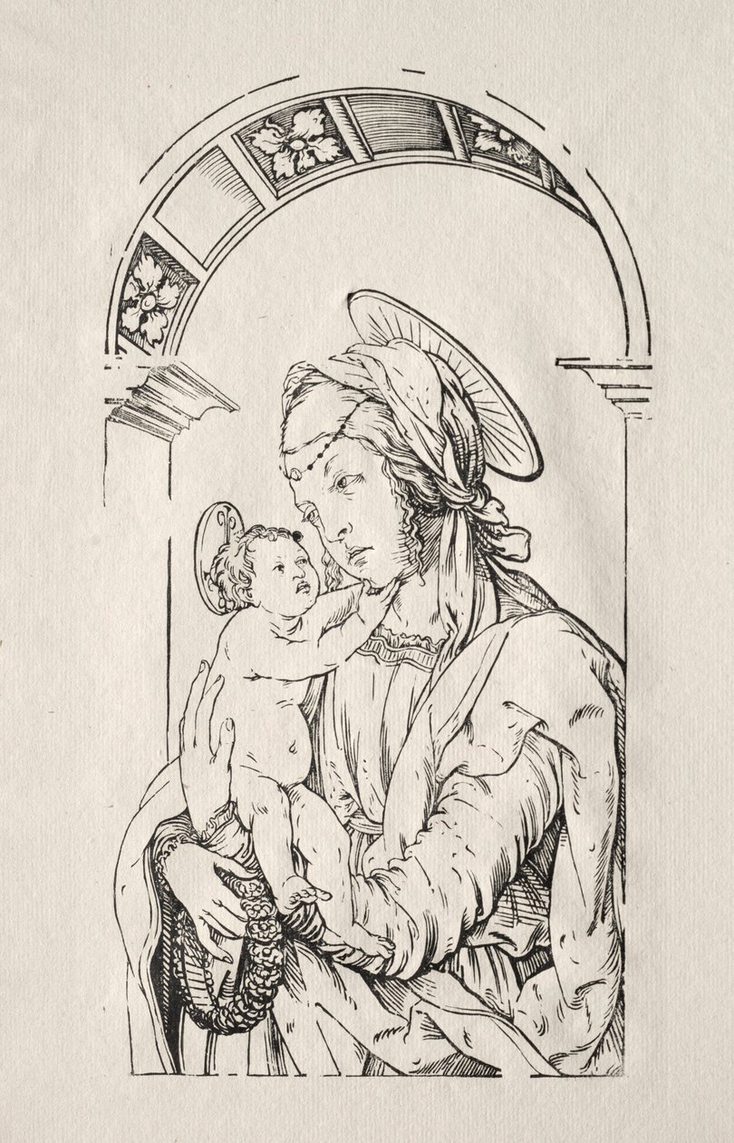 Jomfruen med barnet under en bue, 1508. av Hans Burgkmair