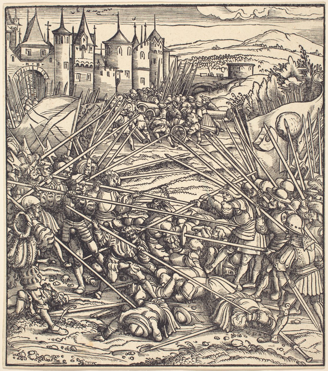 Battle of the Foot Soldiers med lanser av Hans Burgkmair I