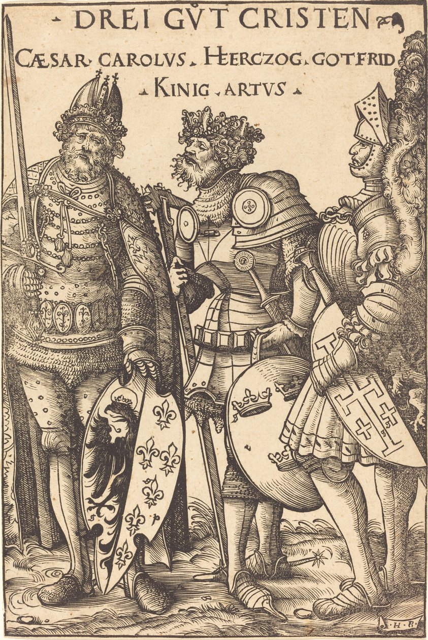 Charlemagne, Arthur og Godfrey av Hans Burgkmair I