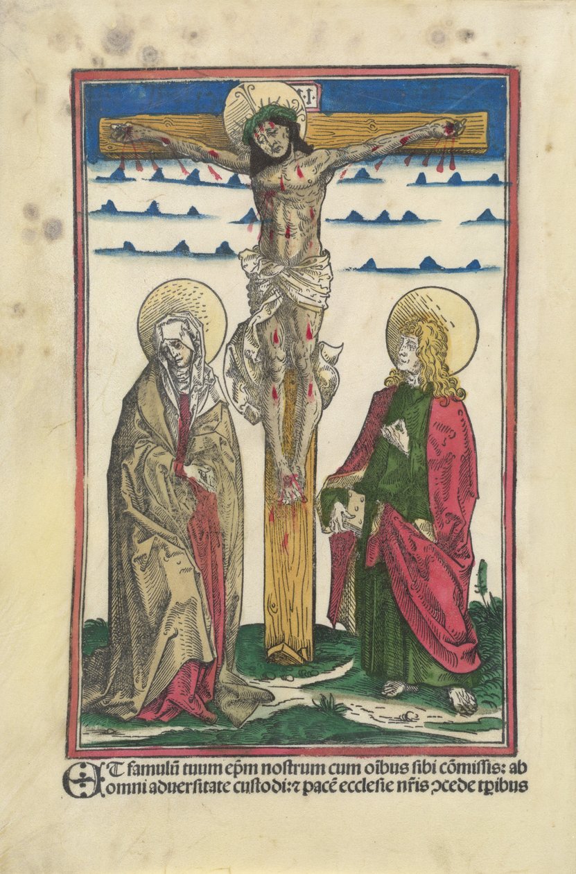 Kristus på korset med jomfruen og den hellige Johannes av Hans Burgkmair I
