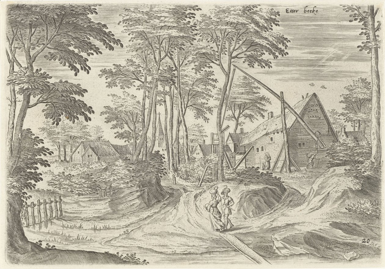 Utsikt over Etterbeek Etter beecke (tittel på objekt) Utsikt fra nærheten av Brussel (serietittel) av Hans Collaert (I)