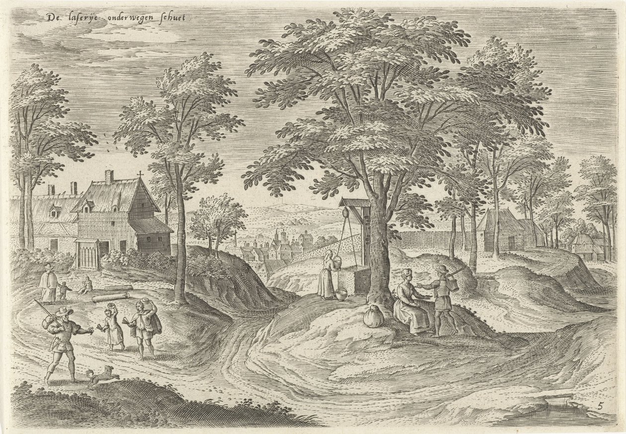 Utsikt over Scheut .s spedalske hus The laserije en route schuet (tittel på objekt) Severdigheter fra Brussel-området (serietittel) av Hans Collaert (I)