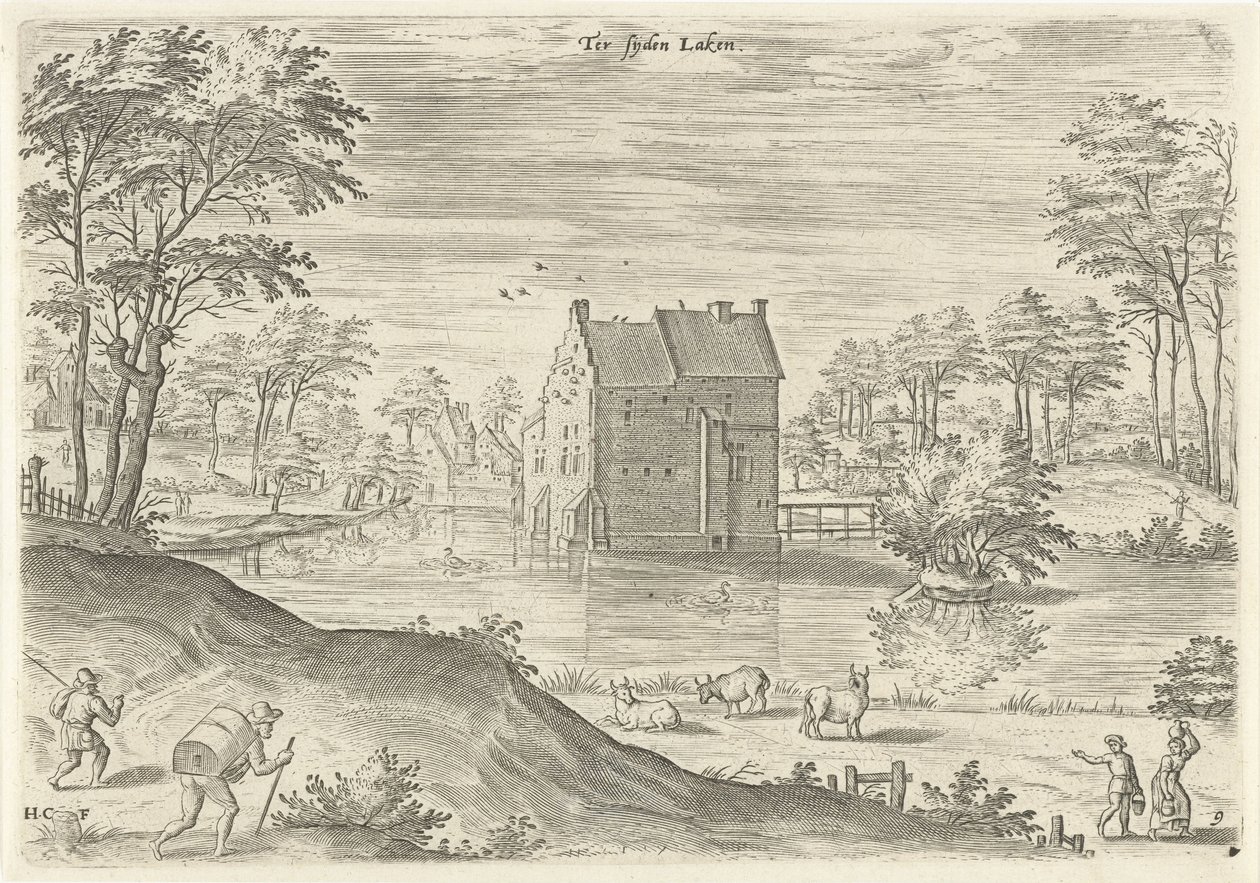 Utsikt over Coensborg slott i Laken Tersijden Laken (tittel på objekt) Severdigheter fra Brussel-området (serietittel) av Hans Collaert (I)