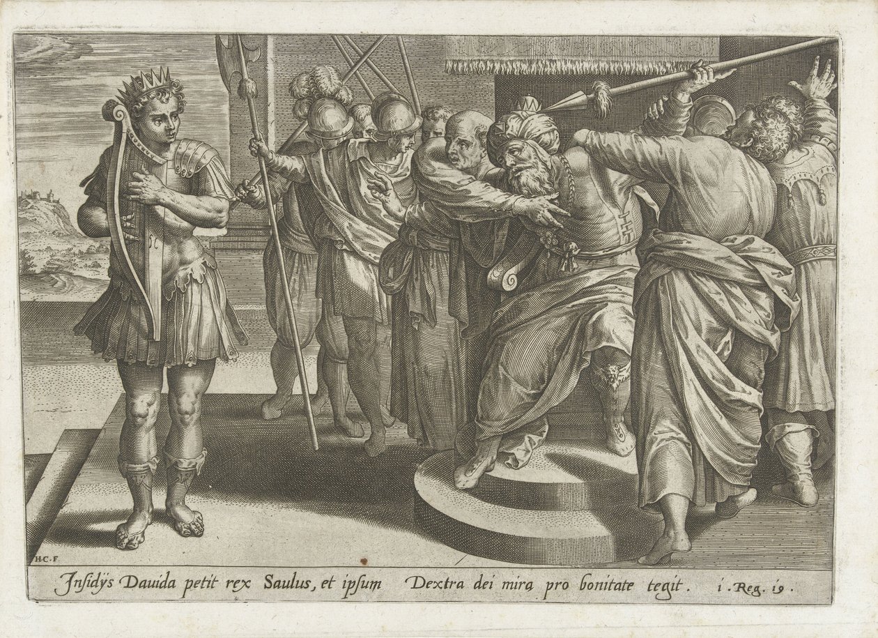 Saul prøver å drepe David David og Saul (serietittel) av Hans Collaert (I)