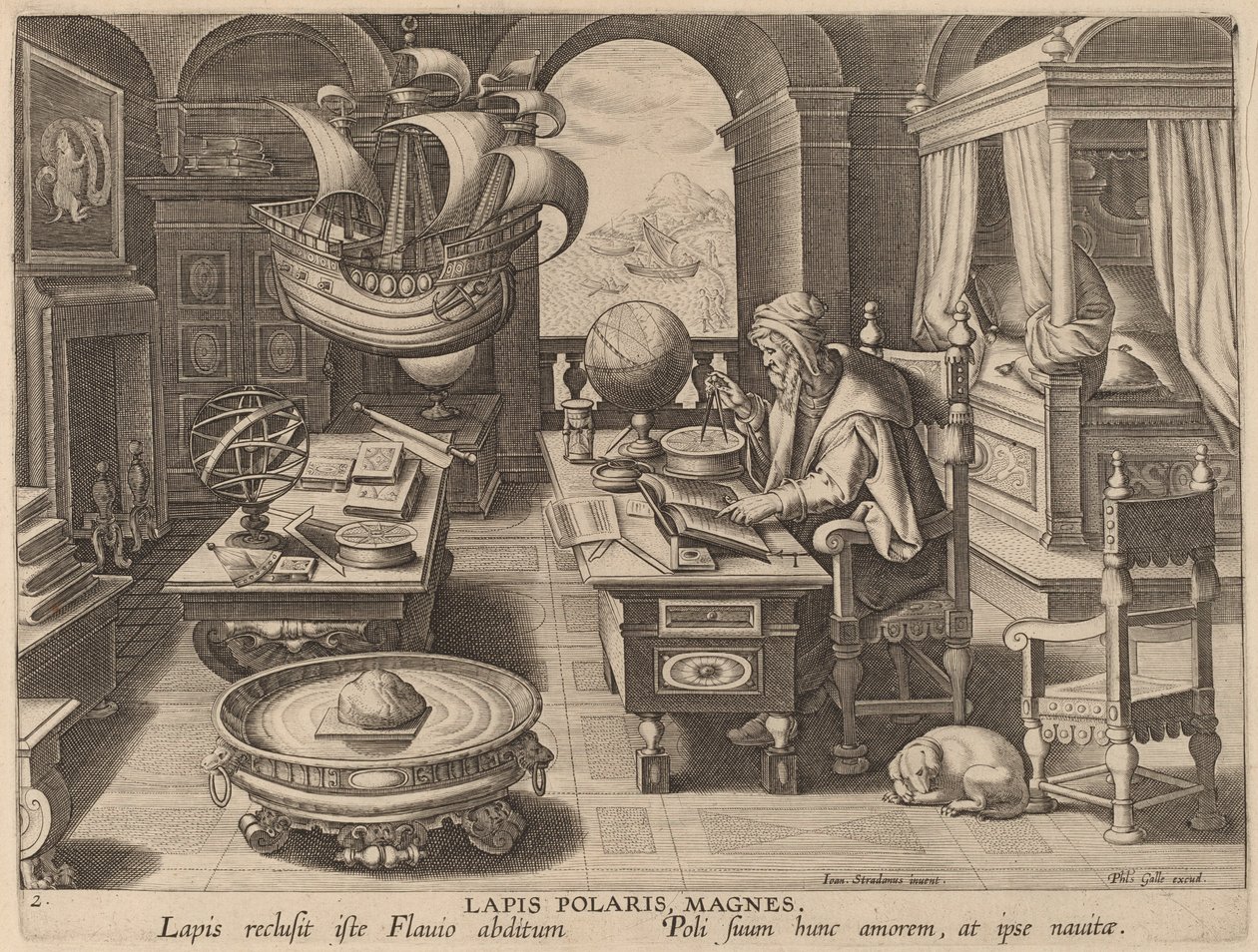 Lapis Polaris, Magnes (The Lodestone, The Magnet) av Hans Collaert the Younger after Jan van der Straet
