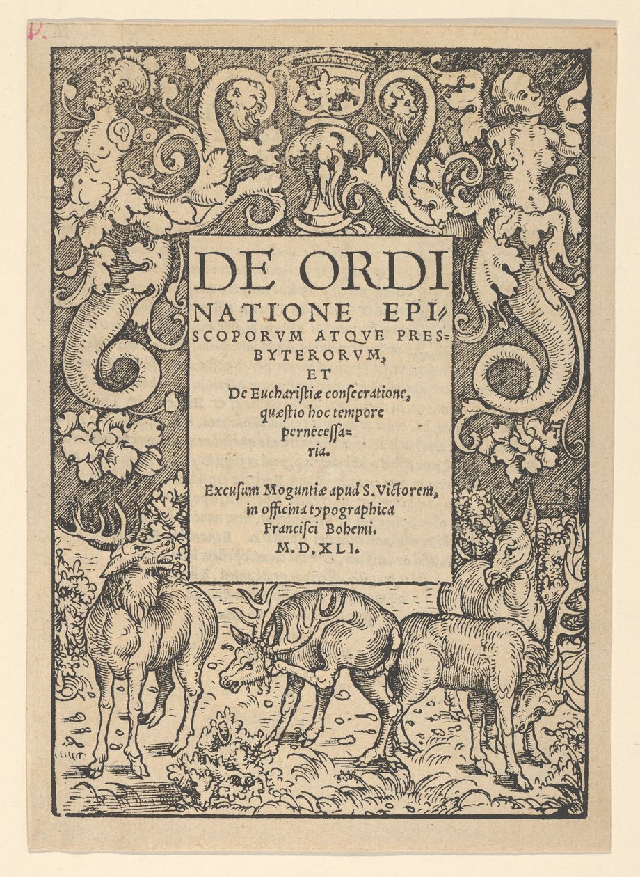 Tittelkant med Three Stags and a Hind, tidlig på 1500-tallet. av Hans Cranach