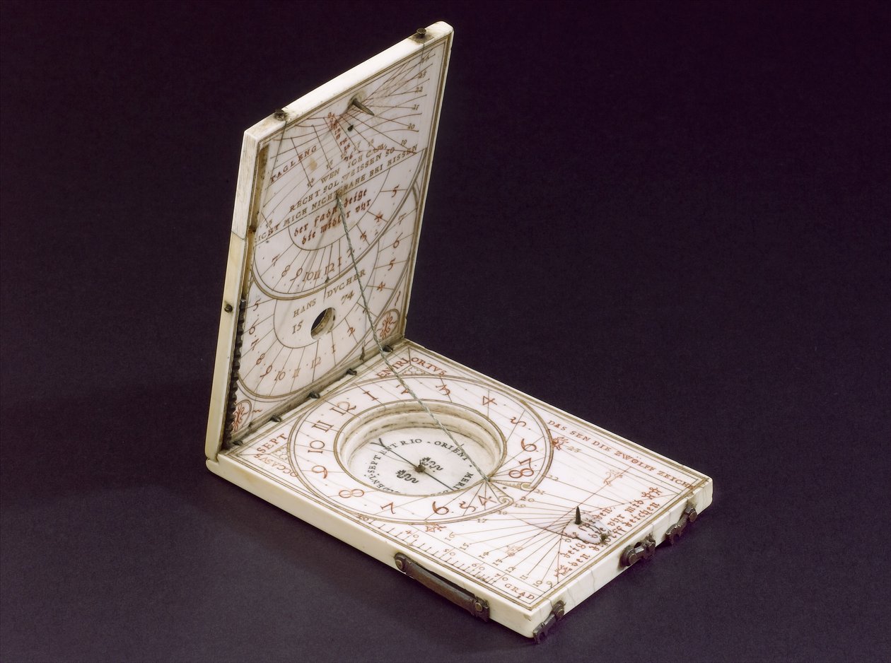 Nettbrett kompass solur, Nurenberg, 1574 (se også 259578-80) av Hans Ducher
