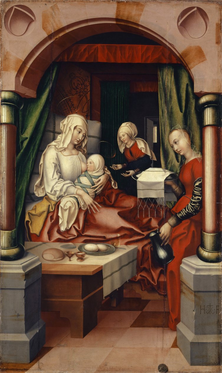 Jomfruens fødsel, 1512 (tempera på lerret) av Hans Fries