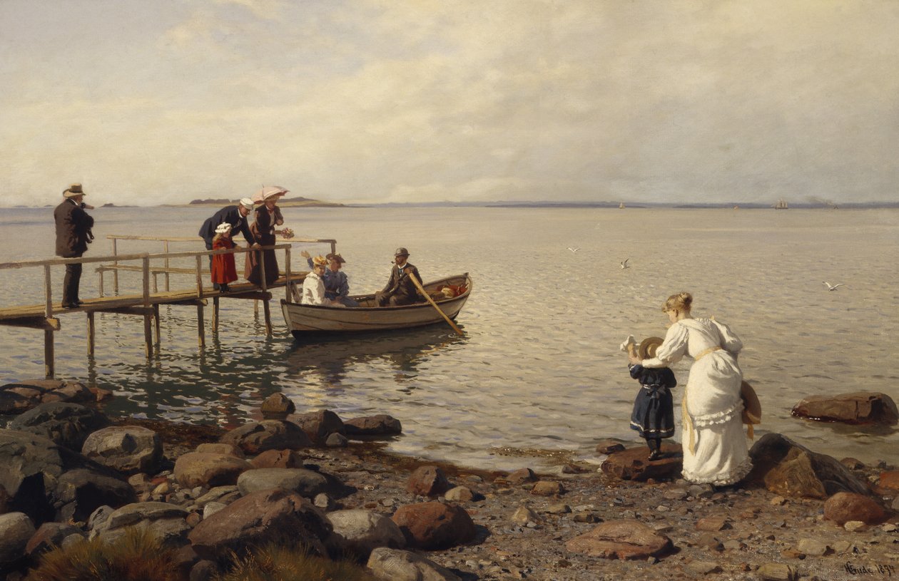 Sommerliv på stranden av Hans Gude
