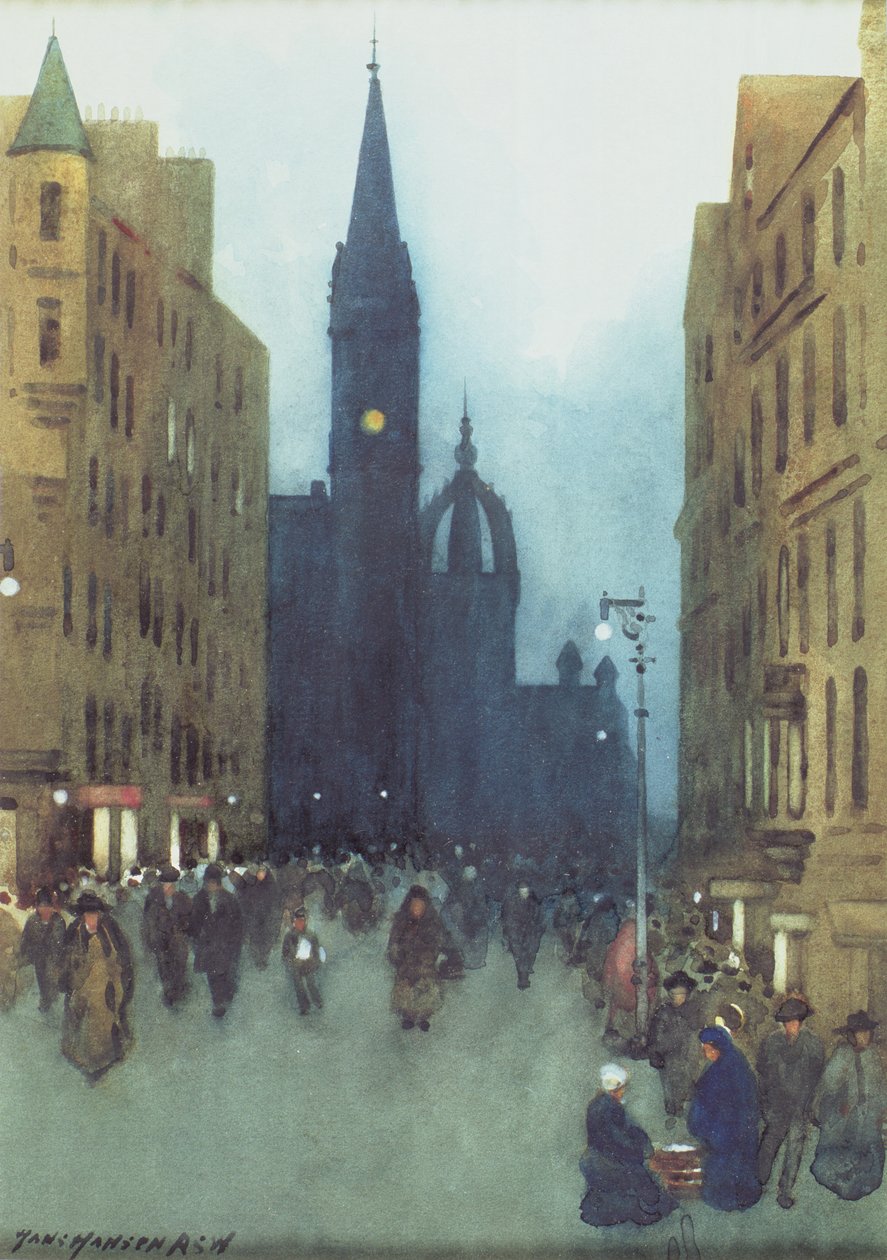 High Street, Edinburgh (olje på lerret) av Hans Hansen