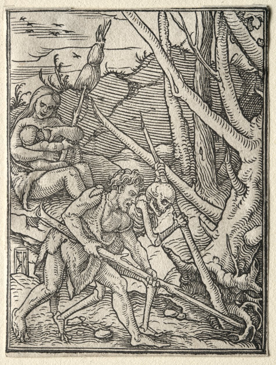 Dødsdansen: Adam Tilling the Earth av Hans Holbein
