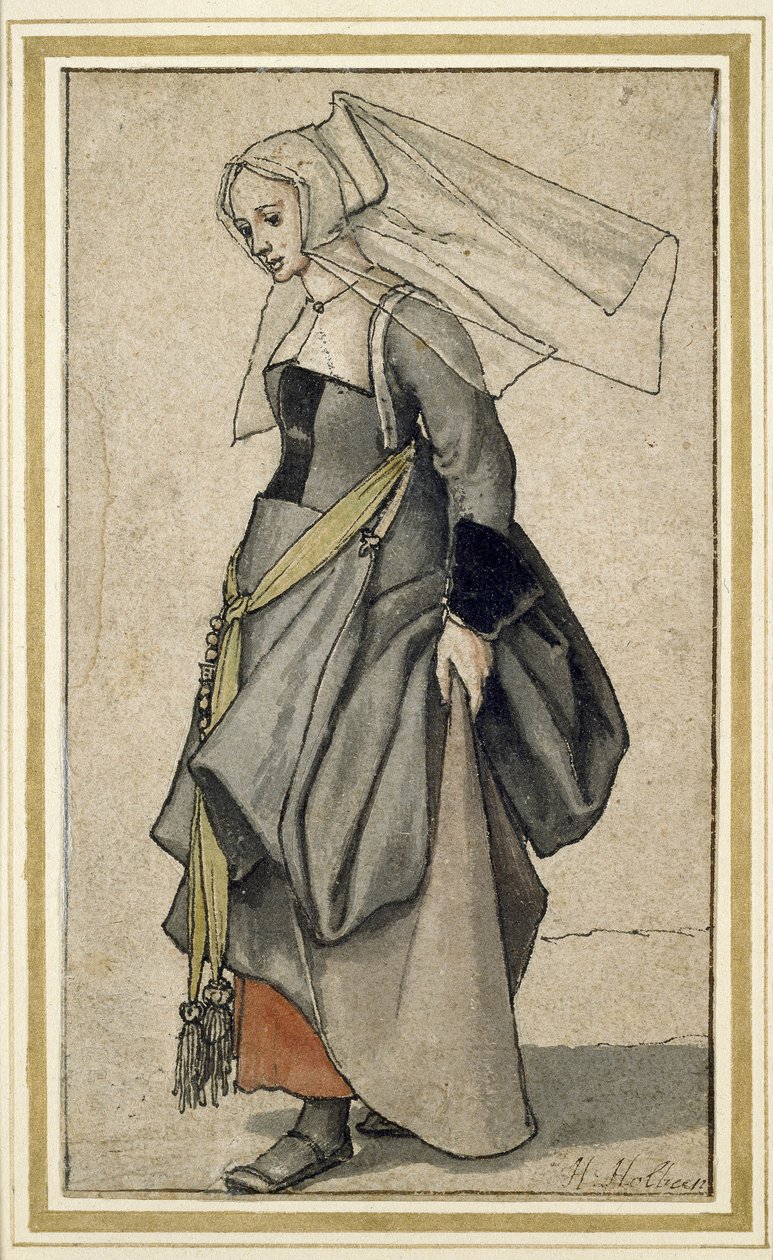 A Young English Woman, 1500-tallet (penn og blekk og wc på papir) av Hans Holbein der Jüngere