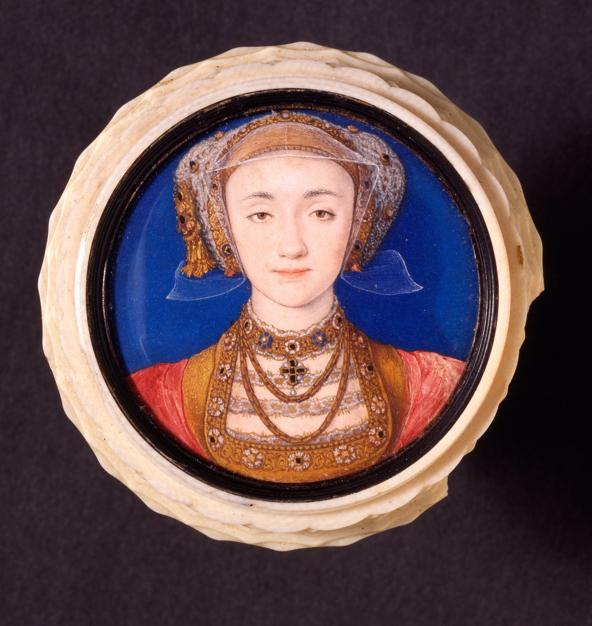 Anne av Cleves, 1539 (wc på vellum montert på elfenben) av Hans Holbein der Jüngere