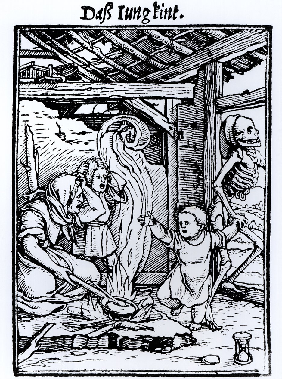 Death Taking a Child, fra 'Dance of Death'-serien, gravert av Hans Lutzelburger, ca. 1526-8 av Hans Holbein der Jüngere