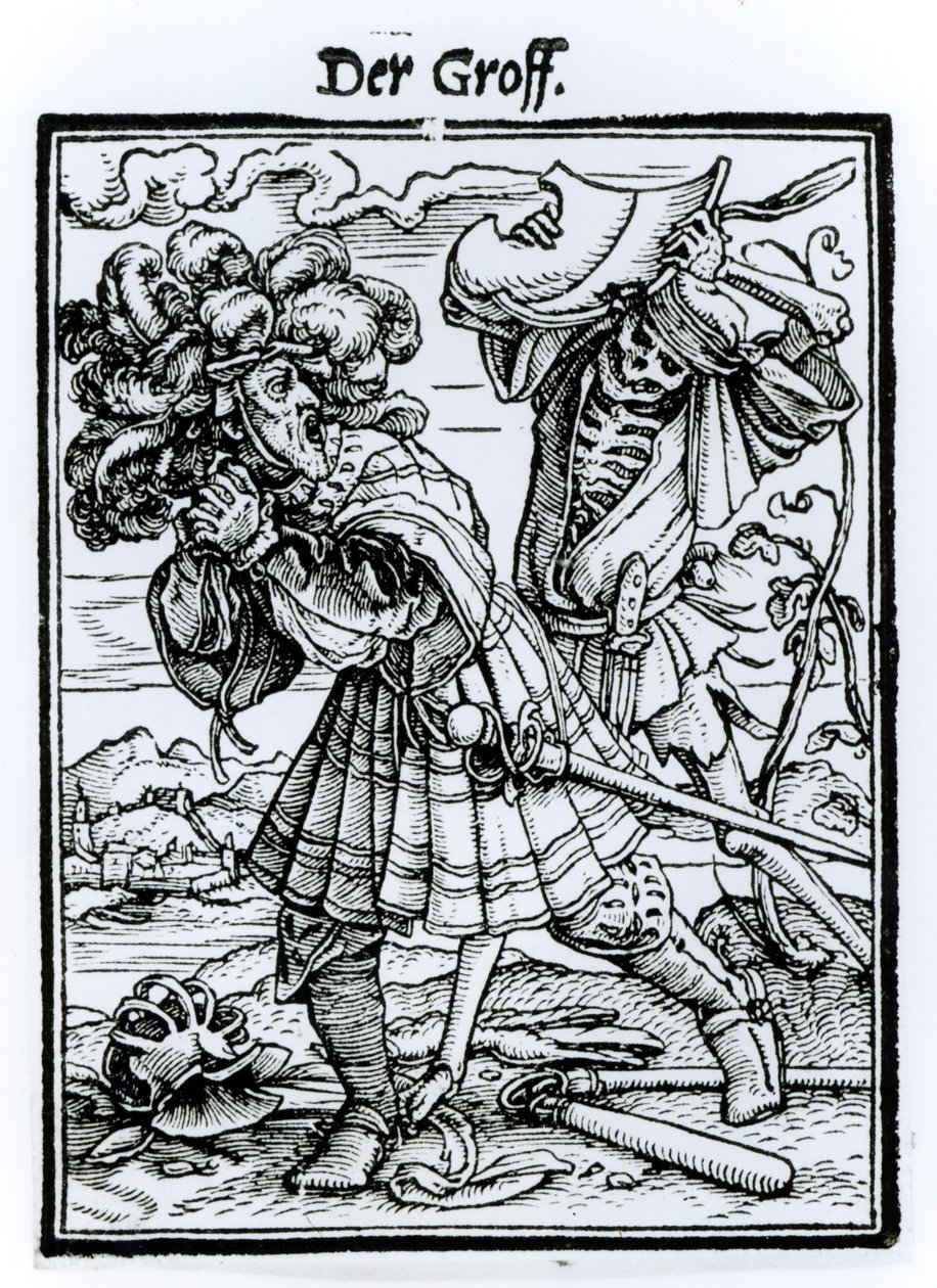 Døden og greven, fra 'Dødsdansen', gravert av Hans Lutzelburger, ca. 1538 av Hans Holbein der Jüngere