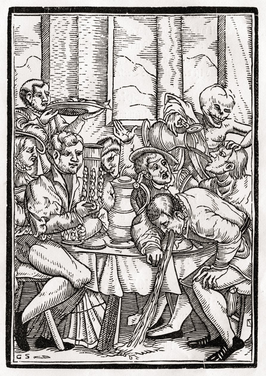 Death comes for the Drunkard, gravert av Georg Scharffenberg, fra 