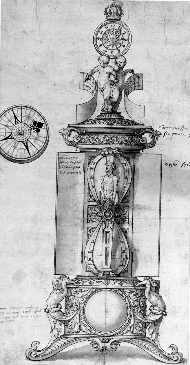 Design for en Clocksalt, ca. 1543 (penn og blekk og vask) av Hans Holbein der Jüngere