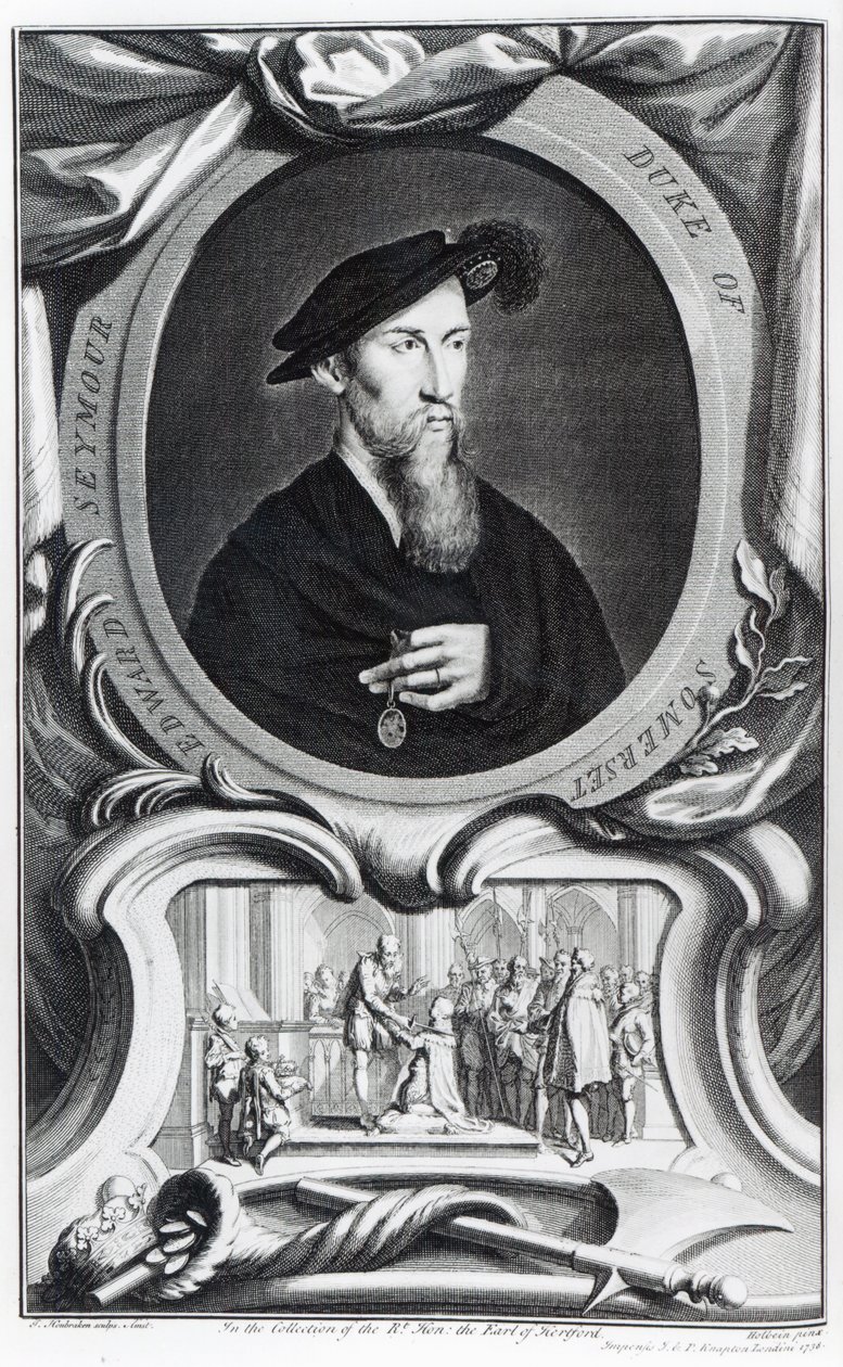 Edward Seymour, 1. hertug av Somerset gravert av Jacobus Houbraken, 1738 av Hans Holbein der Jüngere