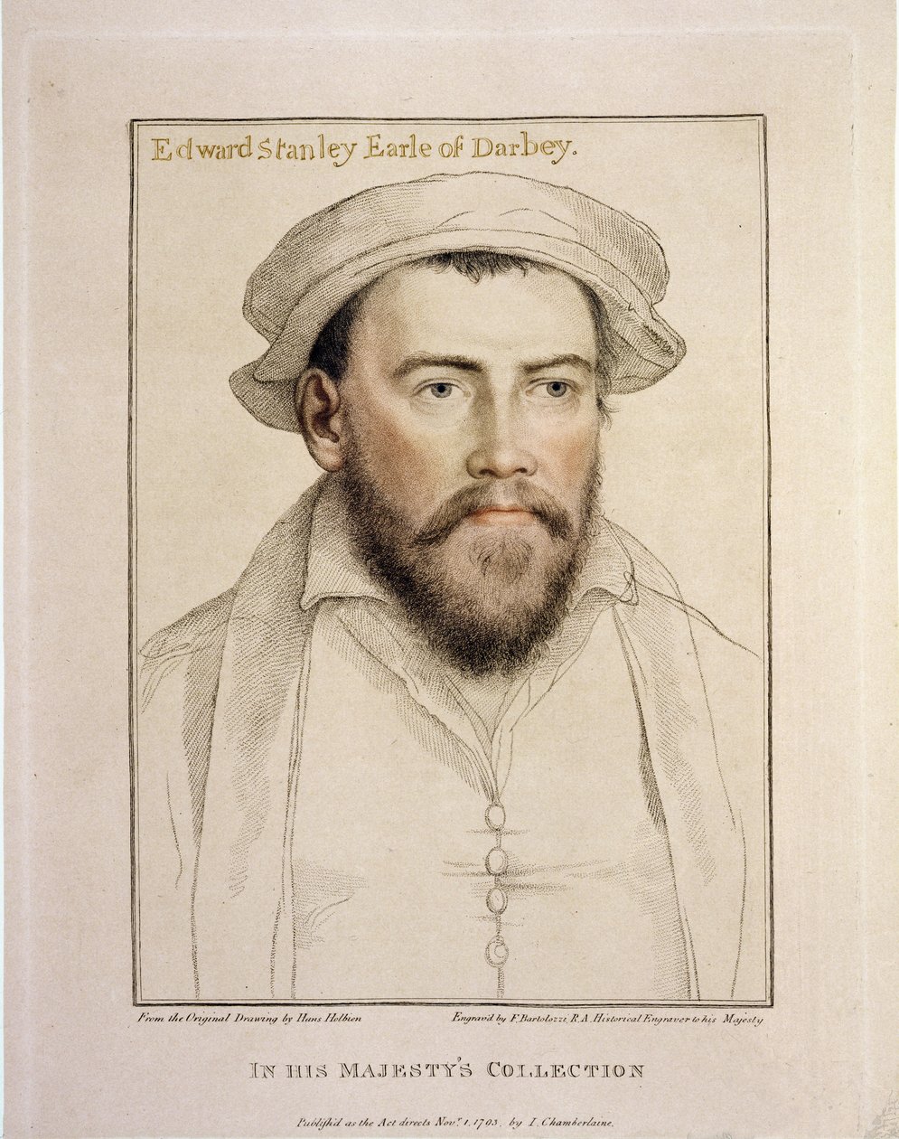 Edward Stanley Earle of Darby (1508-1572) gravert av Francesco Bartolozzi (1727-1815) 1793 av Hans Holbein der Jüngere