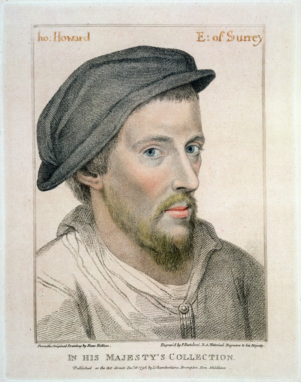 Henry Howard, jarl av Surrey (ca. 1517-47) gravert av Francesco Bartolozzi (1727-1815) av Hans Holbein der Jüngere