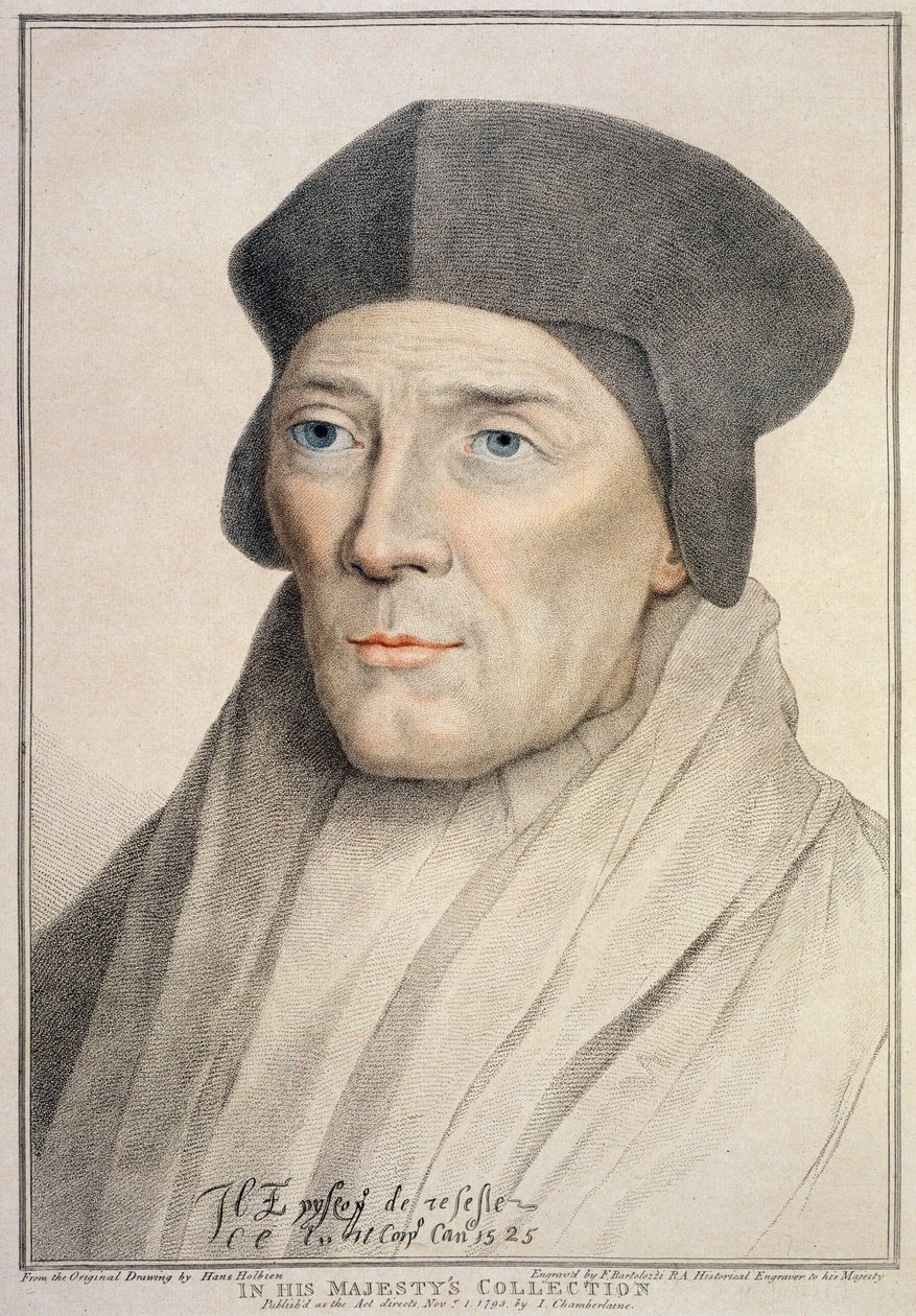 John Fisher, biskop av Rochester (1469-1535) gravert av Francesco Bartolozzi (1727-1815) av Hans Holbein der Jüngere