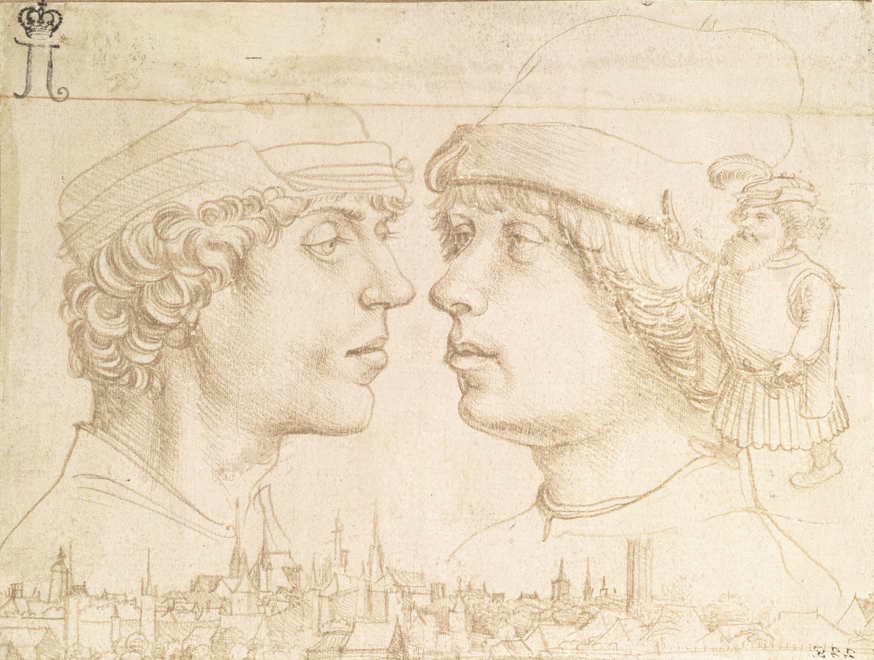Portraits of Two Youths, a Dwarf and a Townscape, ca. 1514 (silverpoint) av Hans Holbein der Jüngere
