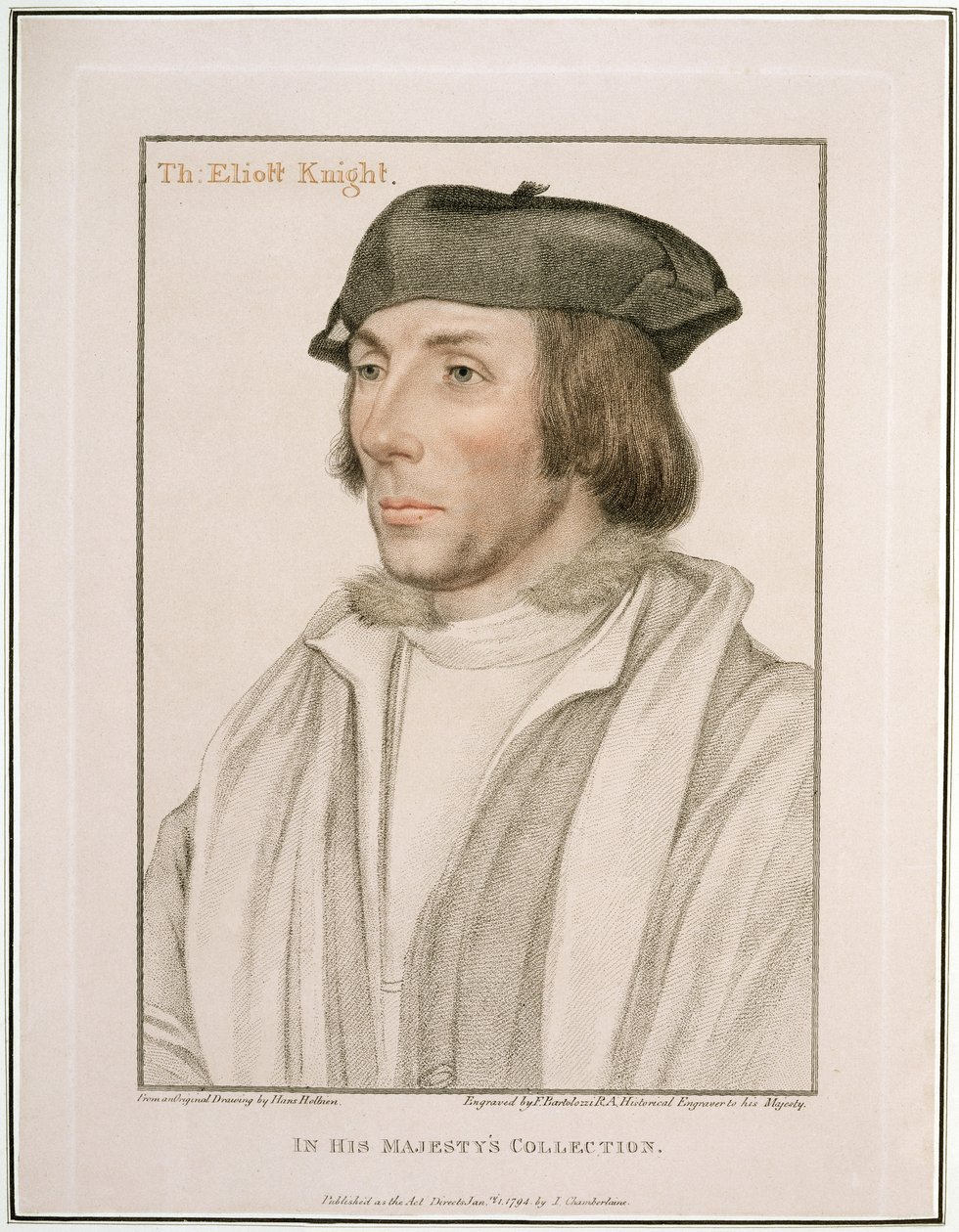Sir Thomas Elyot (ca. 1490-1546) gravert av Francesco Bartolozzi (1727-1815) 1794 av Hans Holbein der Jüngere