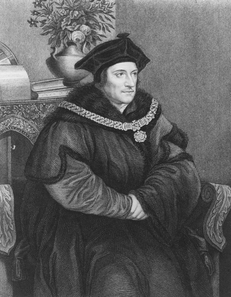 Sir Thomas More (1477-1535) (gravering) av Hans Holbein der Jüngere