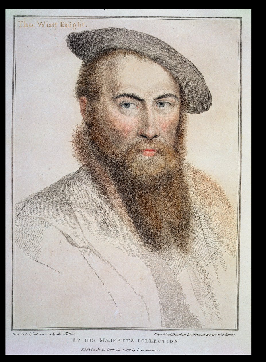 Sir Thomas Wyatt (ca. 1503-42) gravert av Francesco Bartolozzi (1727-1815) av Hans Holbein der Jüngere