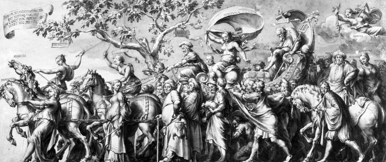 The Triumph of Riches, tegnet av Jan de Bisschop, ca. 1650 (penn, blekk og vask på papir) av Hans Holbein der Jüngere