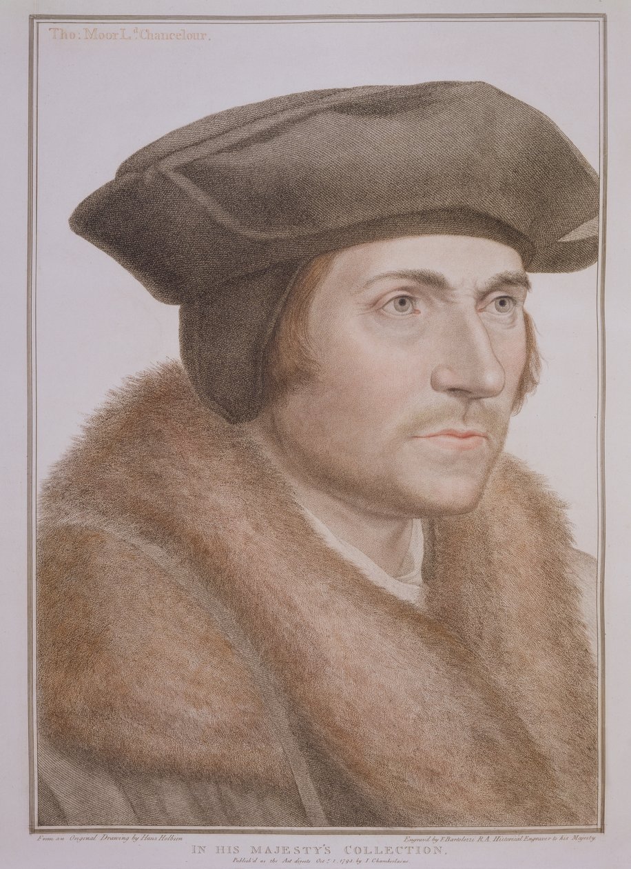 Thomas More, Lord Chancellor (1478-1535) gravert av Francesco Bartolozzi (1727-1815) av Hans Holbein der Jüngere