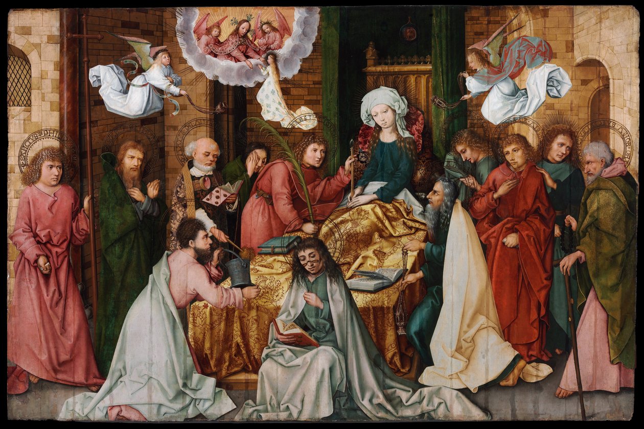 Dormition de la Vierge Marie - The Dormition of the Virgin - Holbein, Hans, the Elder (1465-1524) - 1492 - Olje på tre - 150x 228,5 - Szepmuveszeti Muzeum, Budapest av Hans Holbein the Elder