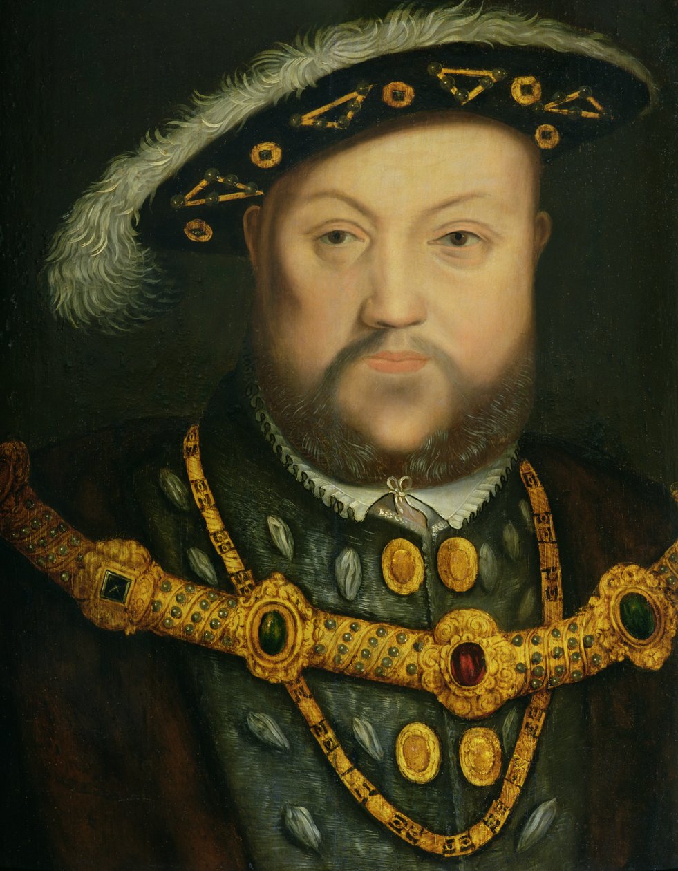 Portrett av Henry VIII (1491-1547) i en juvelbelagt kjede og pelskapper av Hans Holbein the Elder