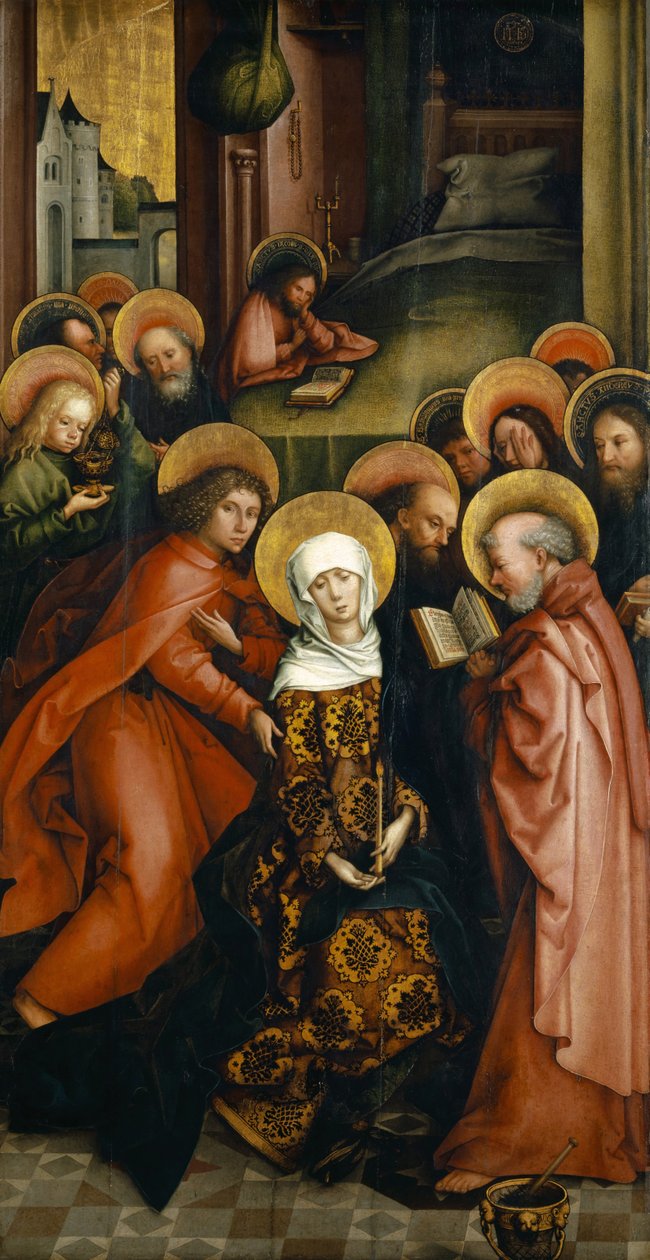 Jomfruens død, malt vinge på Afra-altertavlen, 1490 av Hans Holbein the Elder