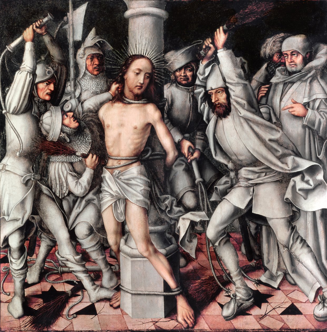 The Flalagellation of Christ, detalj fra en altertavle, 1496 av Hans Holbein the Elder