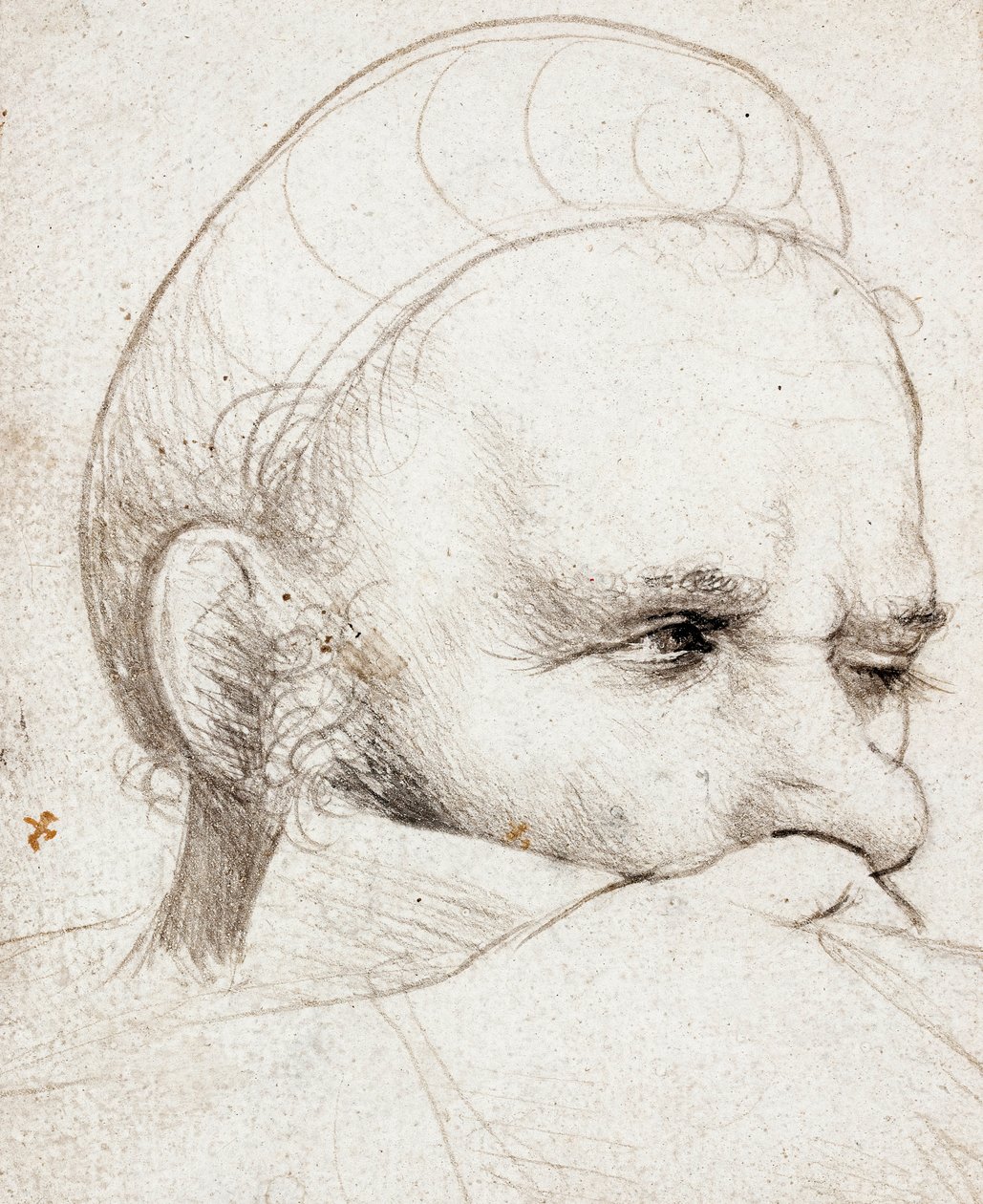 Hodet til en armbrøstmann som tar sikte av Hans Holbein the Elder