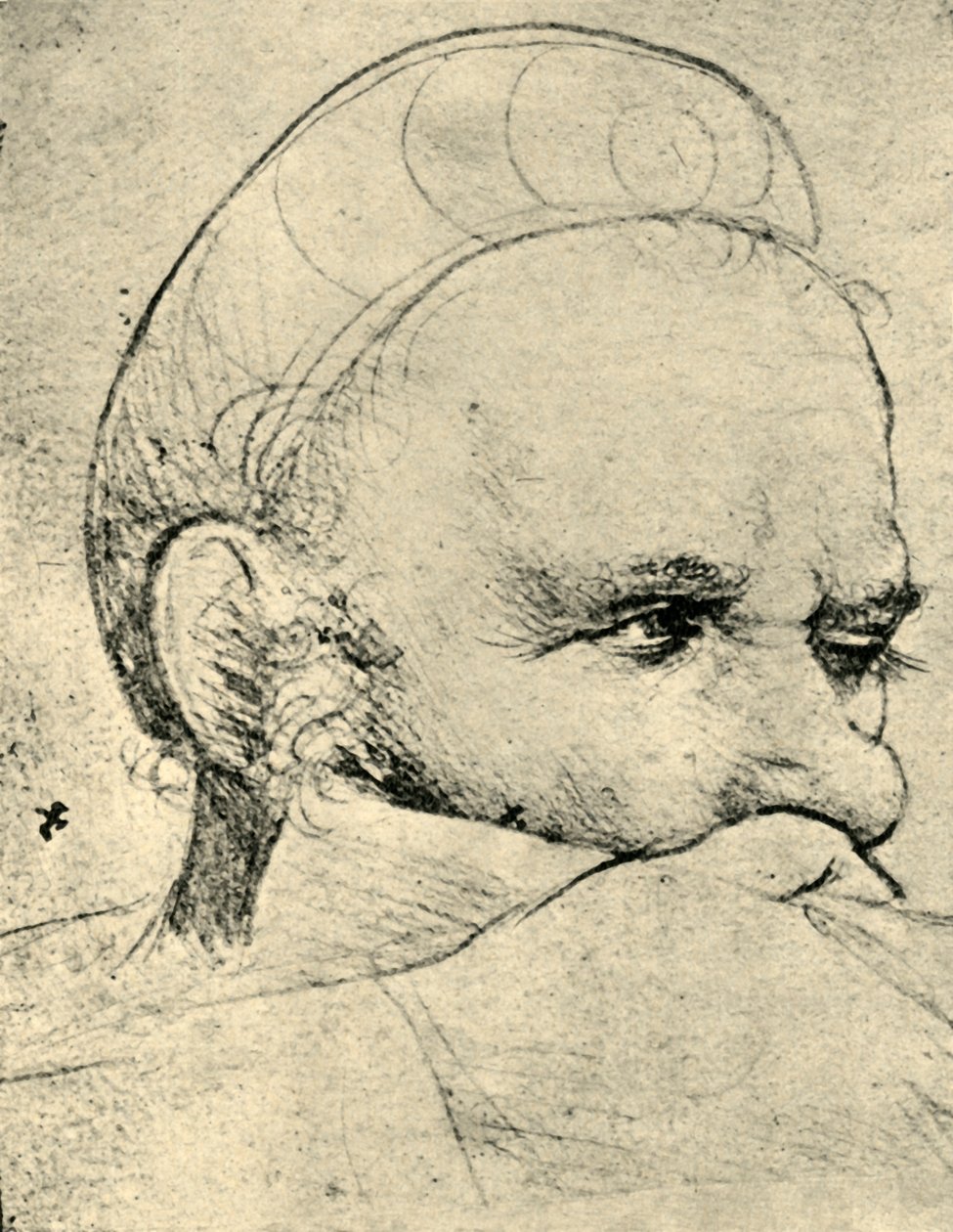 Hodet til en armbrøstmann som tar sikte, 1514-1515, 1943. av Hans Holbein the Elder